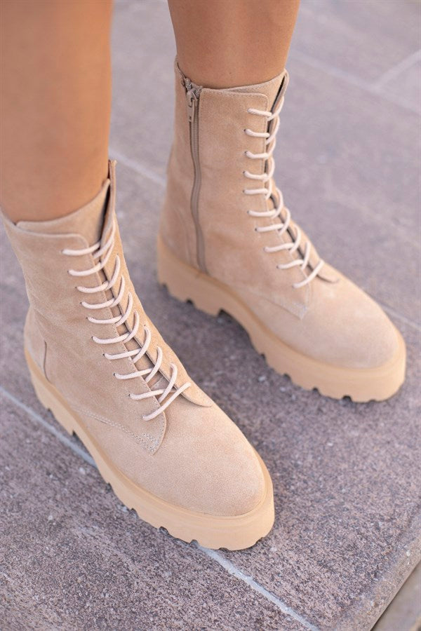 True Boots Beige Suede - REAL LEATHER
