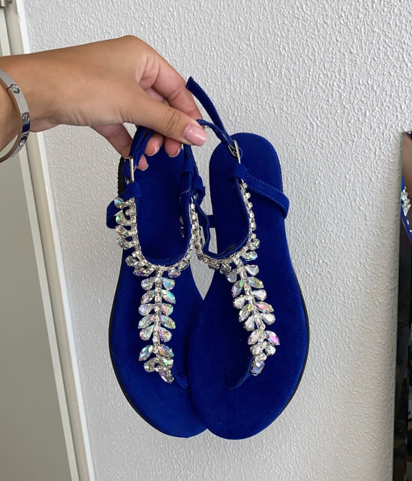 Strass sandalen blauw