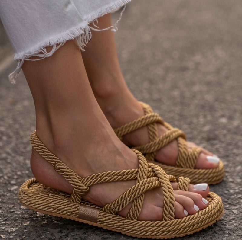 Goud touw sandalen