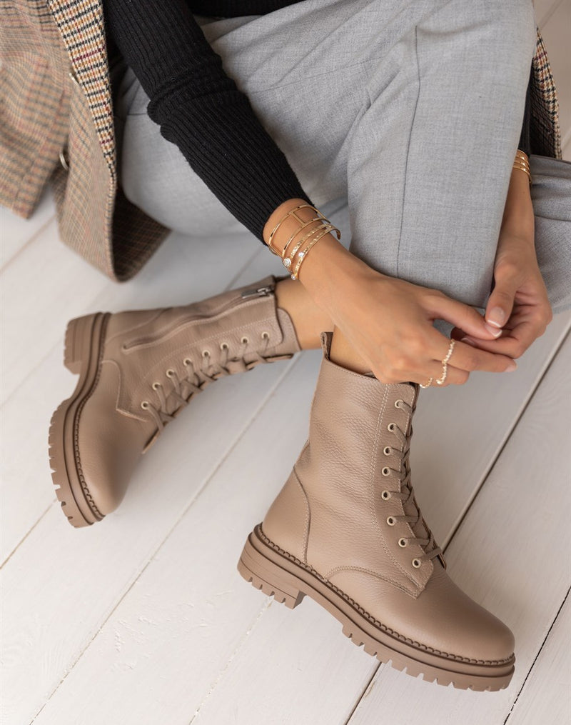Melda nude boots - REAL LEATHER